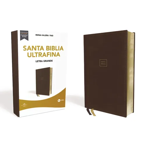 Rvr60, Santa Biblia, Ultrafina, Letra Grande, Leathersoft, Café, Palabras de Jesús En Rojo, Comfort Print - Leather