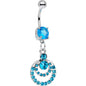 Aqua Gem Double Crescent Dangle Belly Ring