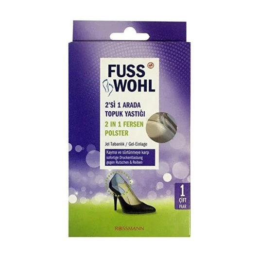 Fusswohl Heel Cushions - 2-in-1 Gel Heel Grips for Comfort & Support