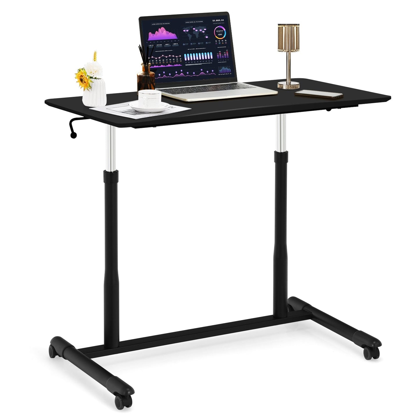Height Adjustable Computer Desk Sit to Stand Rolling