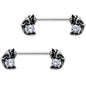 9/16 Clear Gem Elephants Treasure Barbell Nipple Ring Set
