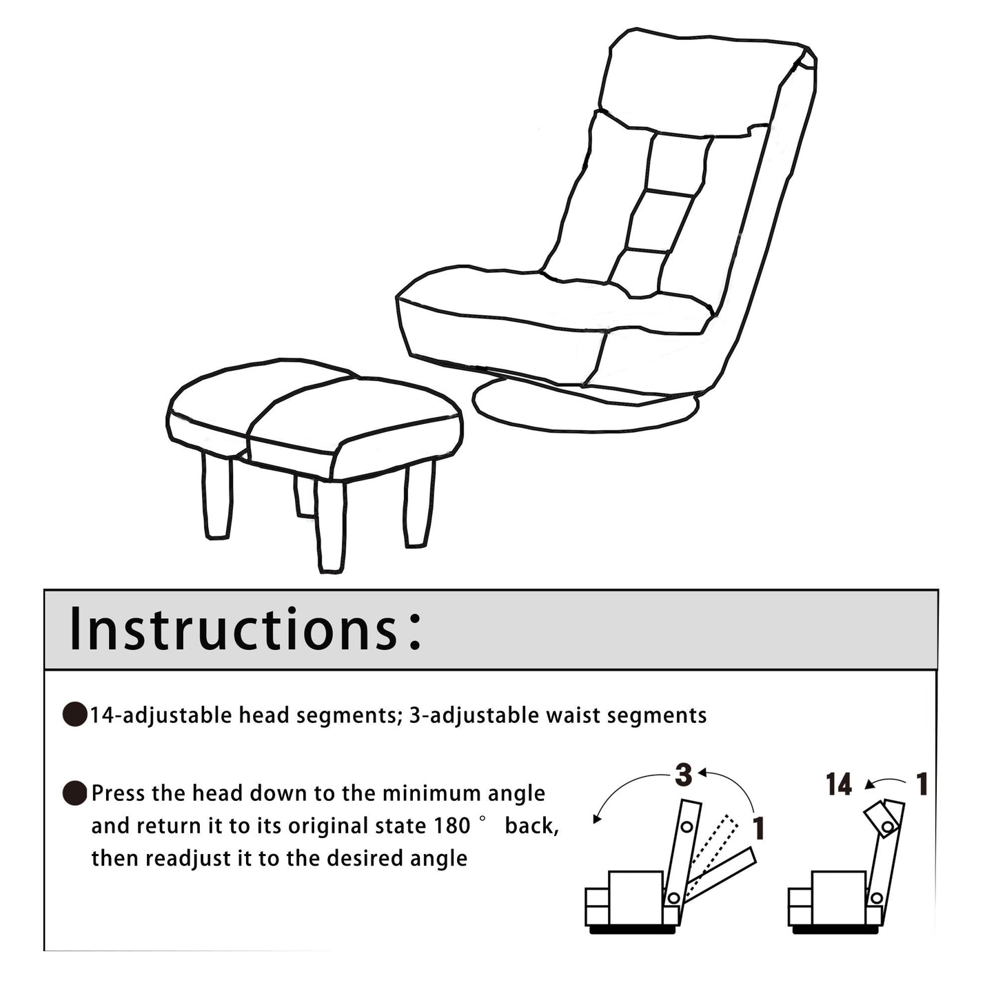 Adjustable Tatami Floor Chair with 3D Ergonomic Support
