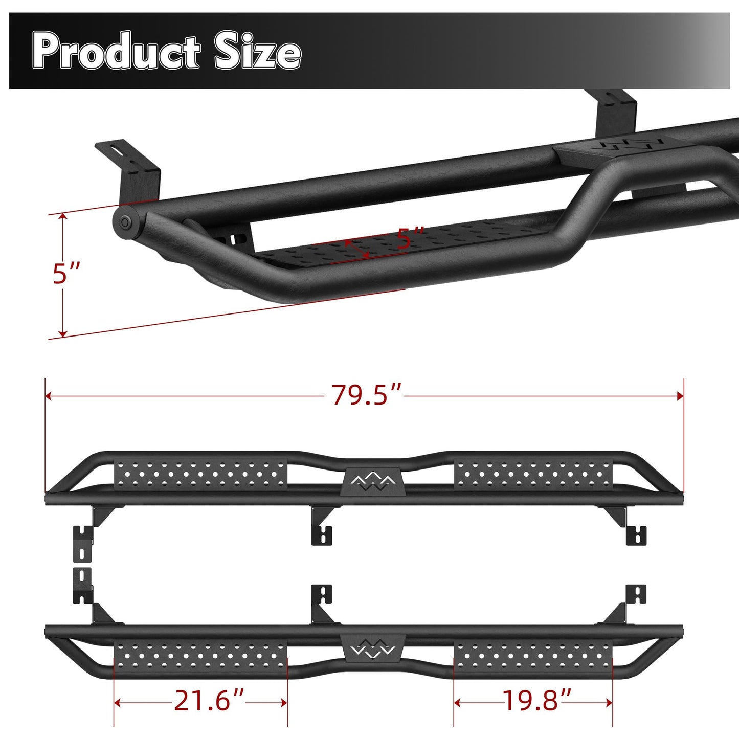 Running Boards For 05-23 Toyota Tacoma Double / Crew Cab Drop Side Steps Bar