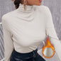 Spring Autumn Turtleneck T-shirt Women All-Match Top Shirt Soft Comfortable Inner Top Casual Long Sleeve T-shirt Office Wear