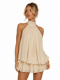 Womens Summer Dresses Halter Tie Mini Dress With Built-in Shorts, Chiffon Elegant A-Line Backless Sundress