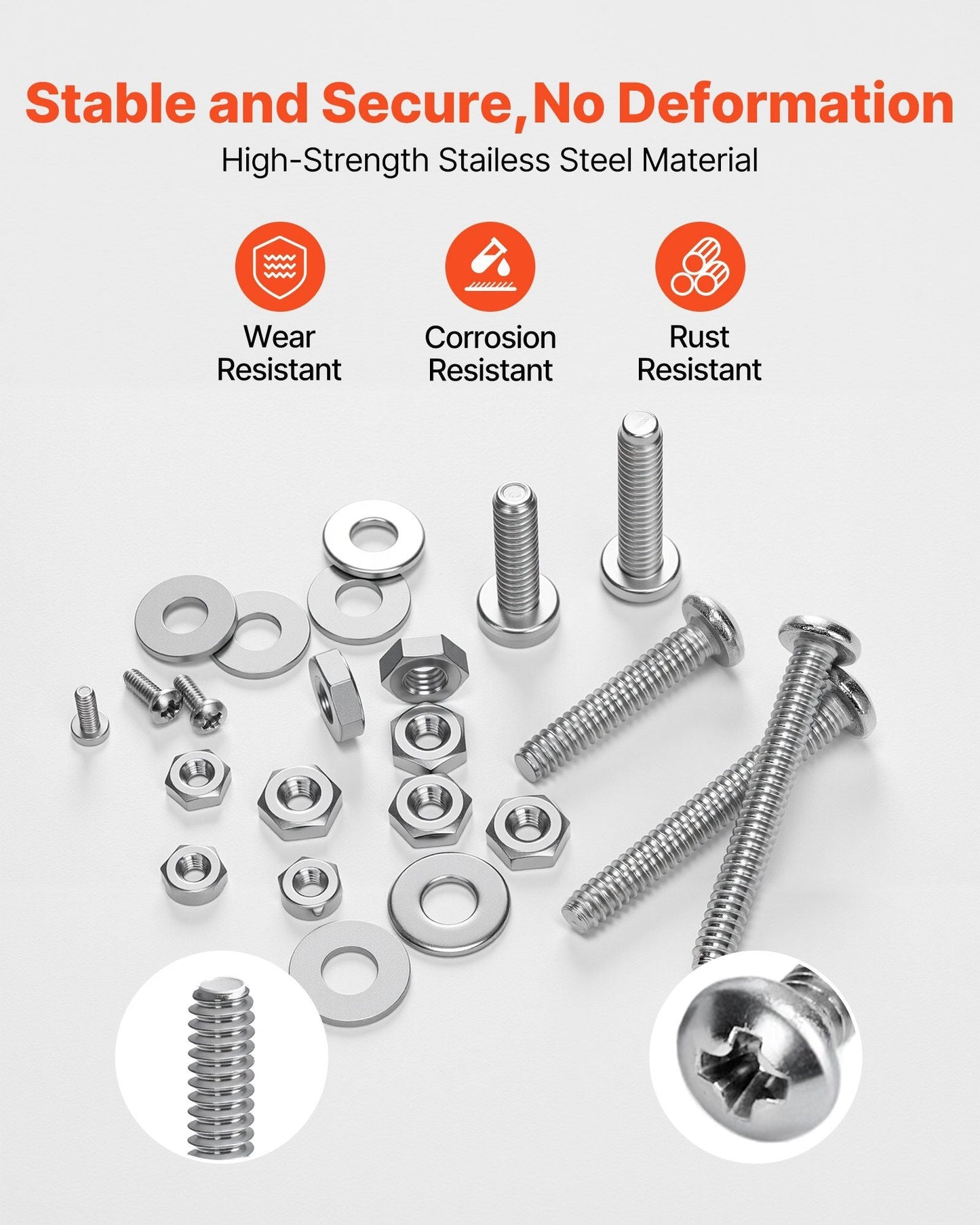 1110 Pcs Bolts Nuts Assortment Kit Imperial Stainless Steel for Furniture