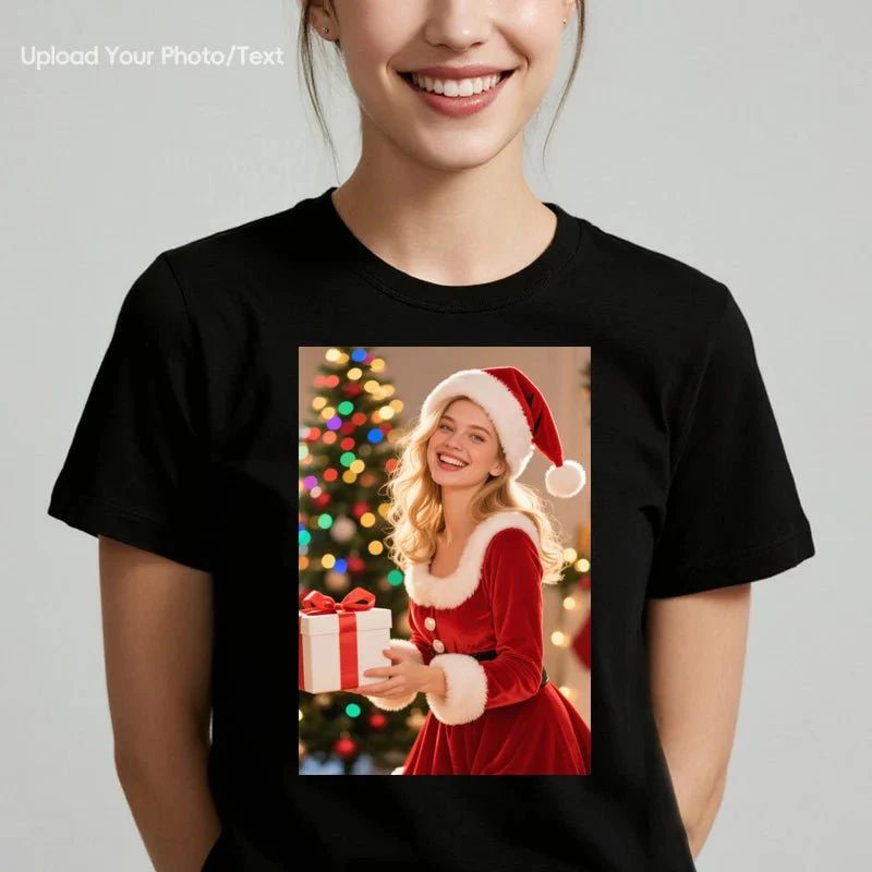 Personalized Photo T-Shirt Custom Design 230g Cotton Short Sleeve Photo Upload Wedding Men & Women All Sizes - (Must upload the image)