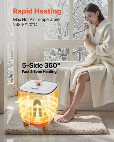 VEVOR Towel Warmer Bucket, 25L Heated Towel Warmer with LED Display, Large Blanket Warmers for Bathroom, 20/40/60/90 Mins Timer and Temperature Setting, for SPA, Home, Countertop, Floor, Gray