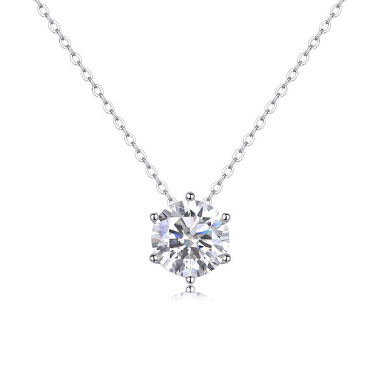 Afternoon Rose - Set with Moissanite 1 Carat 2 Carat 3 Carat S925 Sterling Silver and Platinum Plated Necklace Pendant Fashion Trend Diamond Jewelry