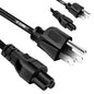 12ft 3 Prong Non-Polarized AC Wall Power Cable Cord for HP Dell Samsung Sony Asus Acer Toshiba Laptop Charger LED LCD Monitor Replacement Power Cord PL 1002