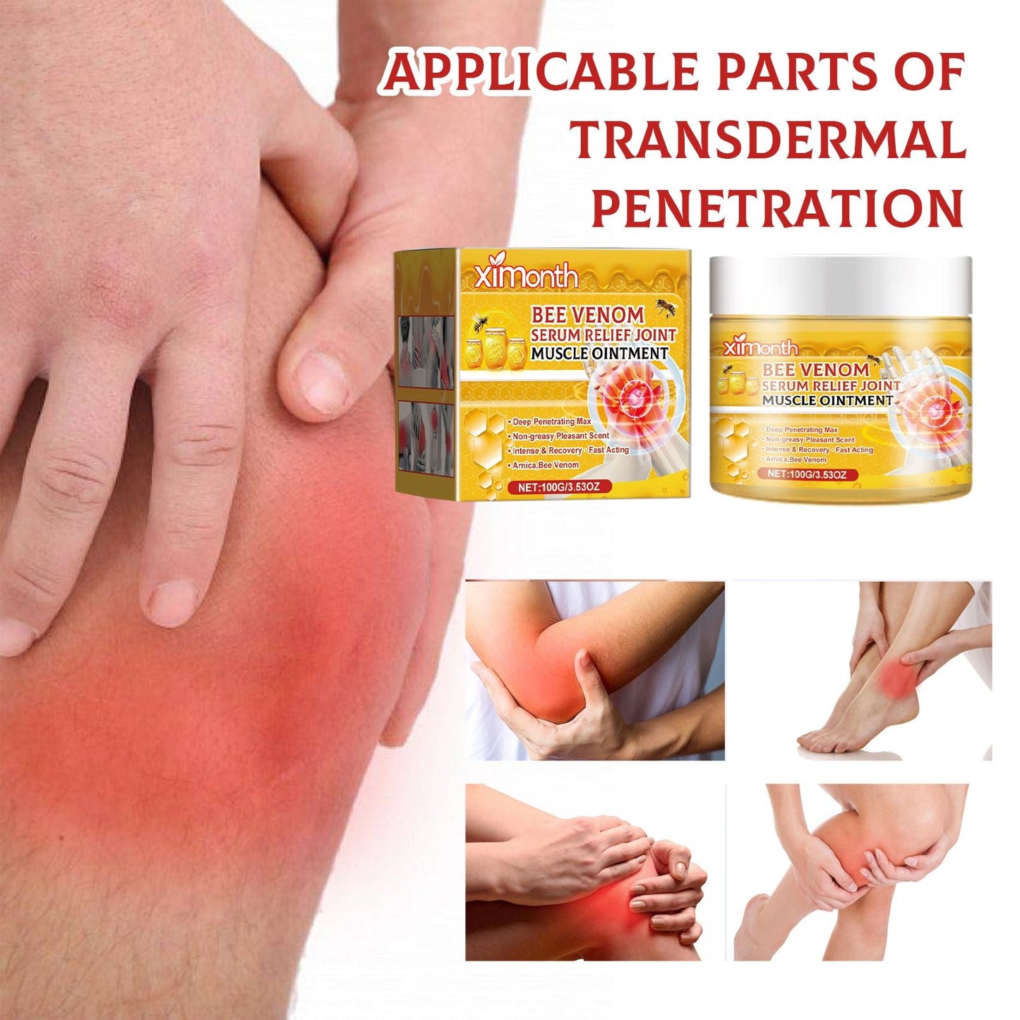 Ximonth Bee Venom Joint Care Cream, Relieving Joint Muscle Soreness And Body Discomfort Care Massage Cream
