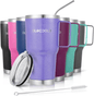 30 oz Tumbler with Handle, Stainless Steel Insulated Travel Coffee Mug with Lid and Straw, Thermal Coffee Cup for Hot&Cold Drinks, Spill Proof, Cup Holder Friendly, Dishwasher Safe, B PA F ree