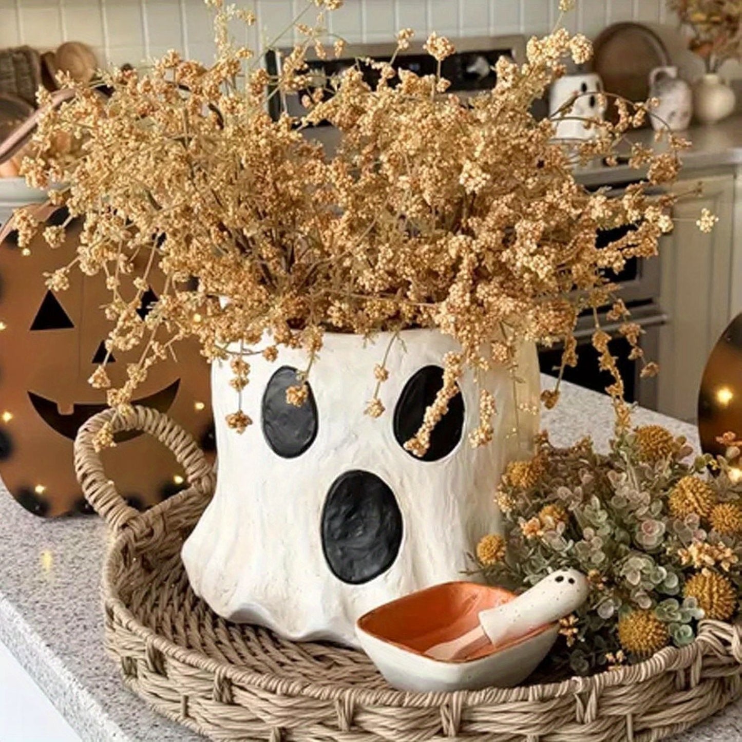 1Pc Resin Ghost Bucket Vase, Cute Virus Ghost Bucket, Christmas Festival Home & Kitchen Decor