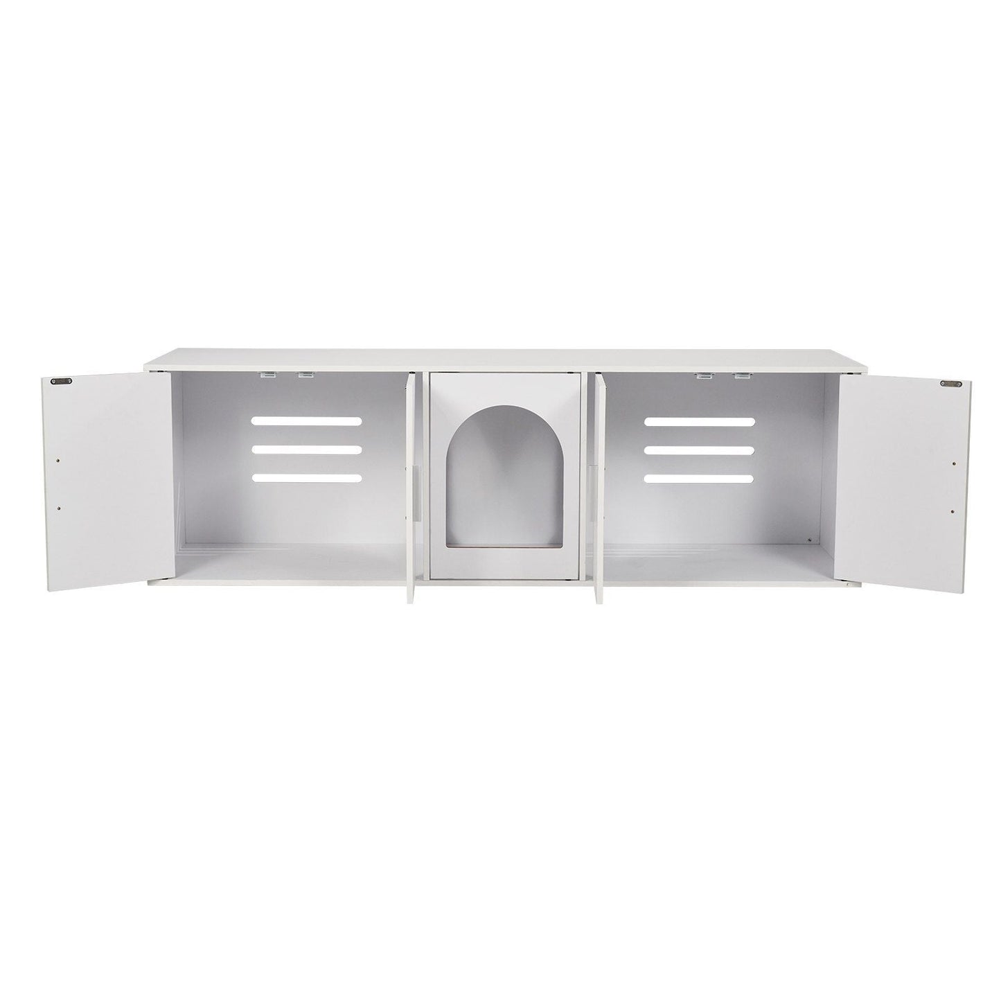 Cat Litter Box Enclosure Wooden Litter Box Furniture Hidden 57.9" White