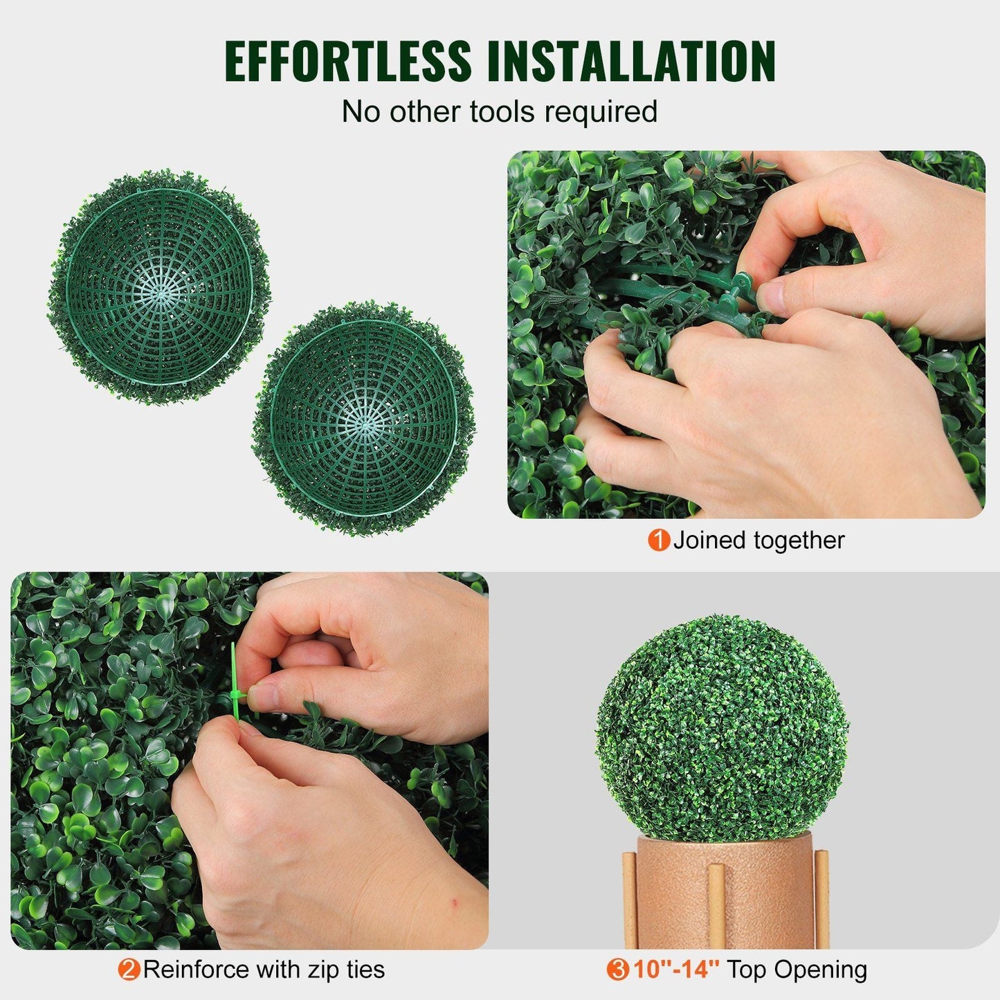 VEVOR Artificial Topiaries Boxwood Trees, 16' Tall (2 Pieces), Ball-Shape Faux Topiaries Plant, All-year Green Feaux Plant Decorative Balls for Backyard, Balcony,Garden, Wedding and Home Décor