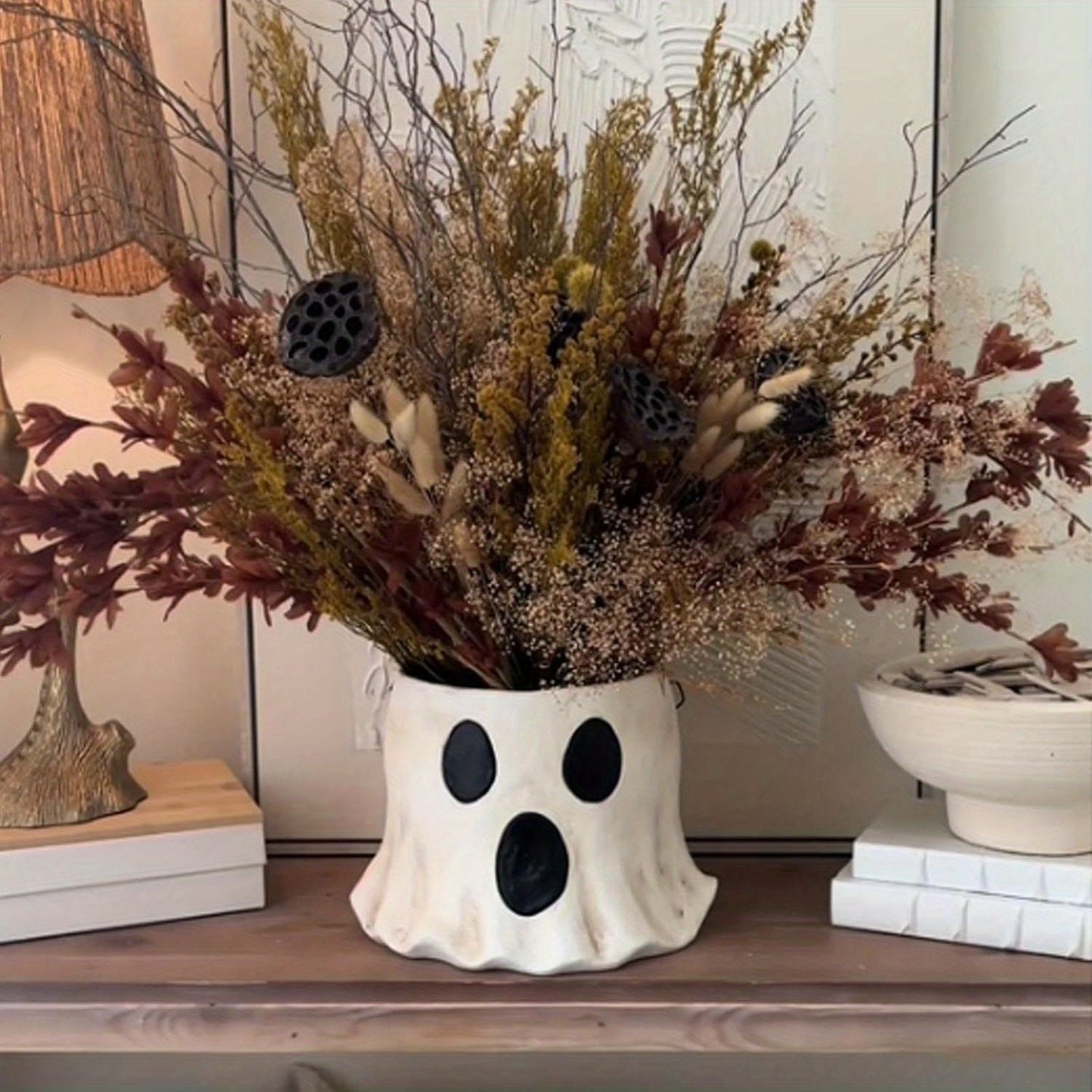 1Pc Resin Ghost Bucket Vase, Cute Virus Ghost Bucket, Christmas Festival Home & Kitchen Decor