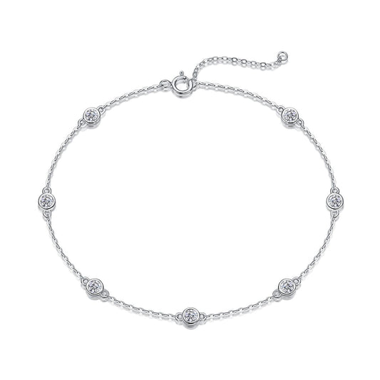 Dynamic Bubble - A fashionable jewelry bracelet and bangle set with Moissanite S925 sterling silver and Platinum-plated diamond
