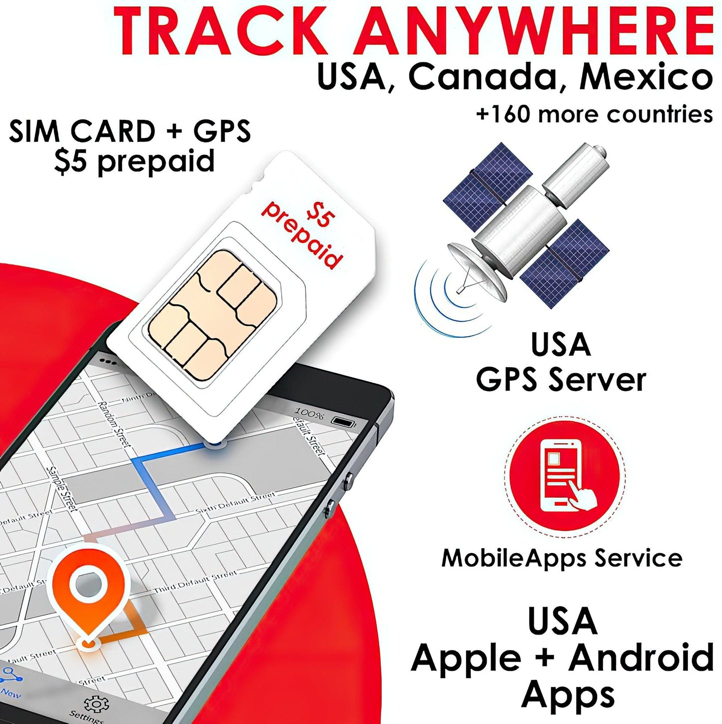 Sim card for Coban GPS408 with Large Magnetic & Portable Battery