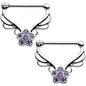 14G 9/16 Purple Gem Power Star Nipple Clicker Set