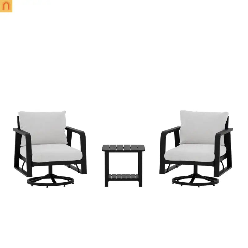 Outdoor Swivel Rocker Chair Set Aluminum Dark Gray 2pc