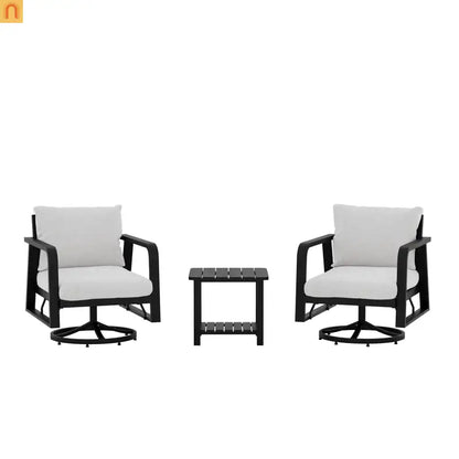 Outdoor Swivel Rocker Chair Set Aluminum Dark Gray 2pc