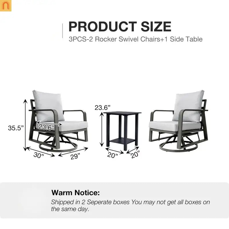 Outdoor Swivel Rocker Chair Set Aluminum Dark Gray 2pc
