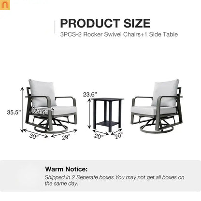 Outdoor Swivel Rocker Chair Set Aluminum Dark Gray 2pc