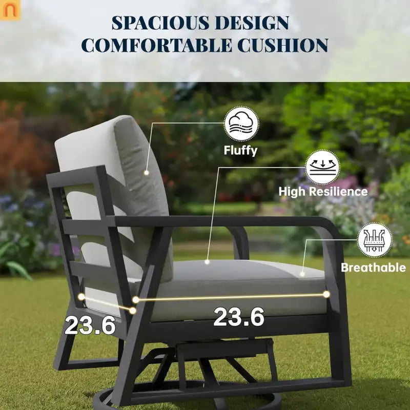 Outdoor Swivel Rocker Chair Set Aluminum Dark Gray 2pc