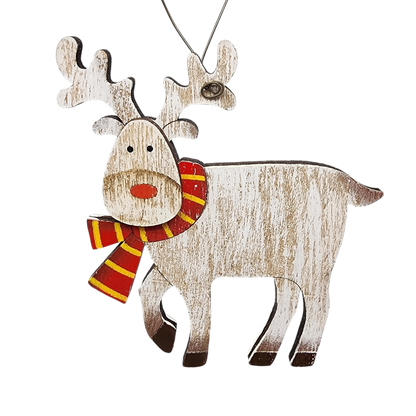 Rustic Wooden Reindeer Ornament -
