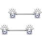 9/16 Clear Gem Heavenly Tree of Life Barbell Nipple Ring Set