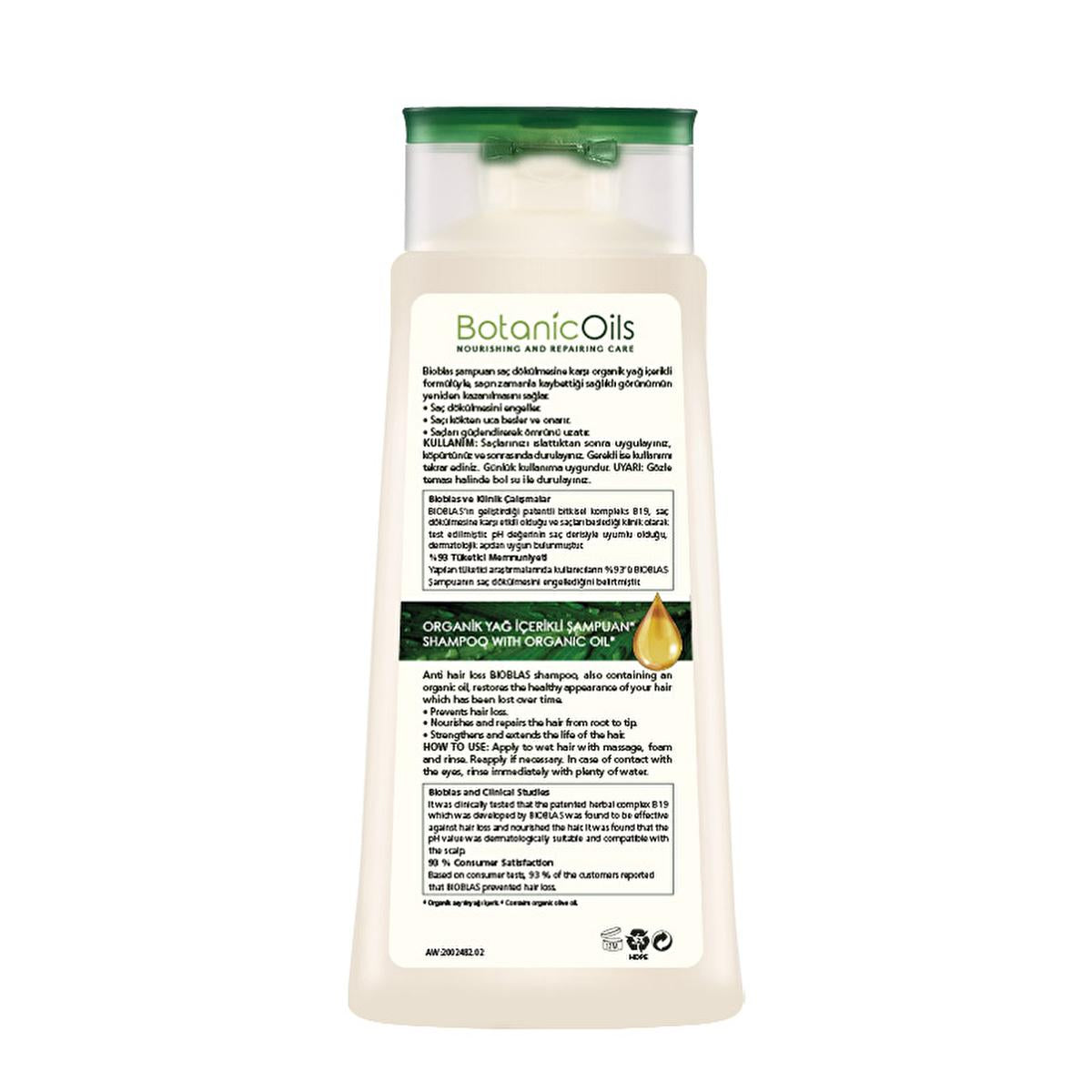Bioblas Botanic Oils Garlic Shampoo - Nourishing, Paraben-Free, Organic Hair Care for Hair Loss - 12.18 fl oz