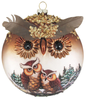 Owl Disc Blown Glass Ornament