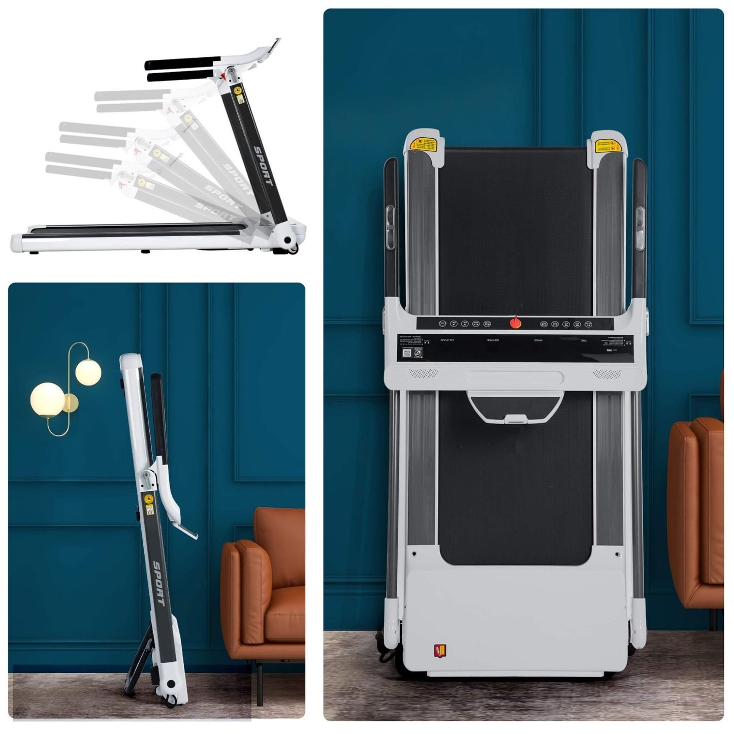 Rovix Portable Compact Home Cardio Fitness Treadmill With 3.5HP Electric Motor & Bluetooth Speakers (SAK32416)