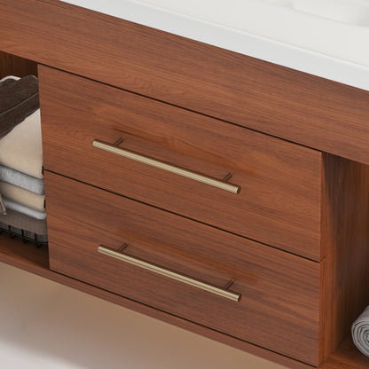 35.4' Mid-Century Floating Bathroom Vanity with Ceramic Undermount Sink