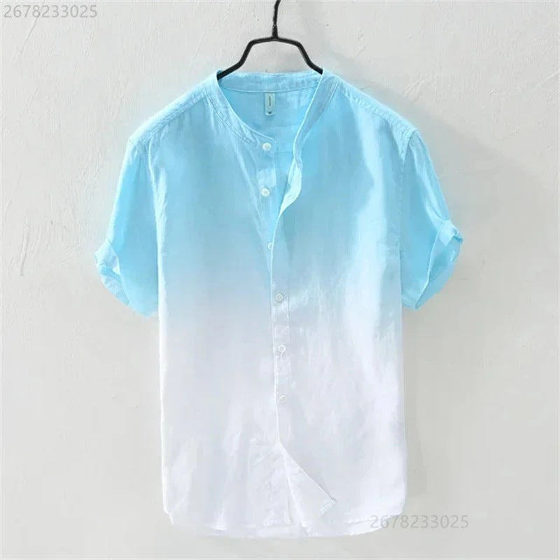 Breathable Comfortable Resort-style Ombre Short-sleeve Shirt