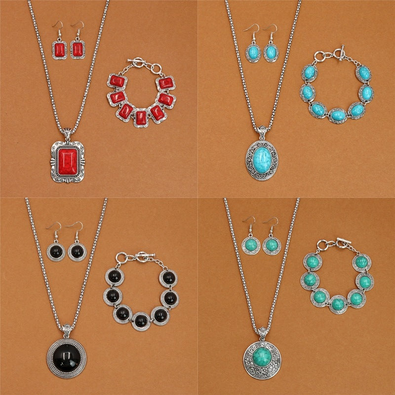 European And American Ethnic Bohemian Turquoise Necklace For Women