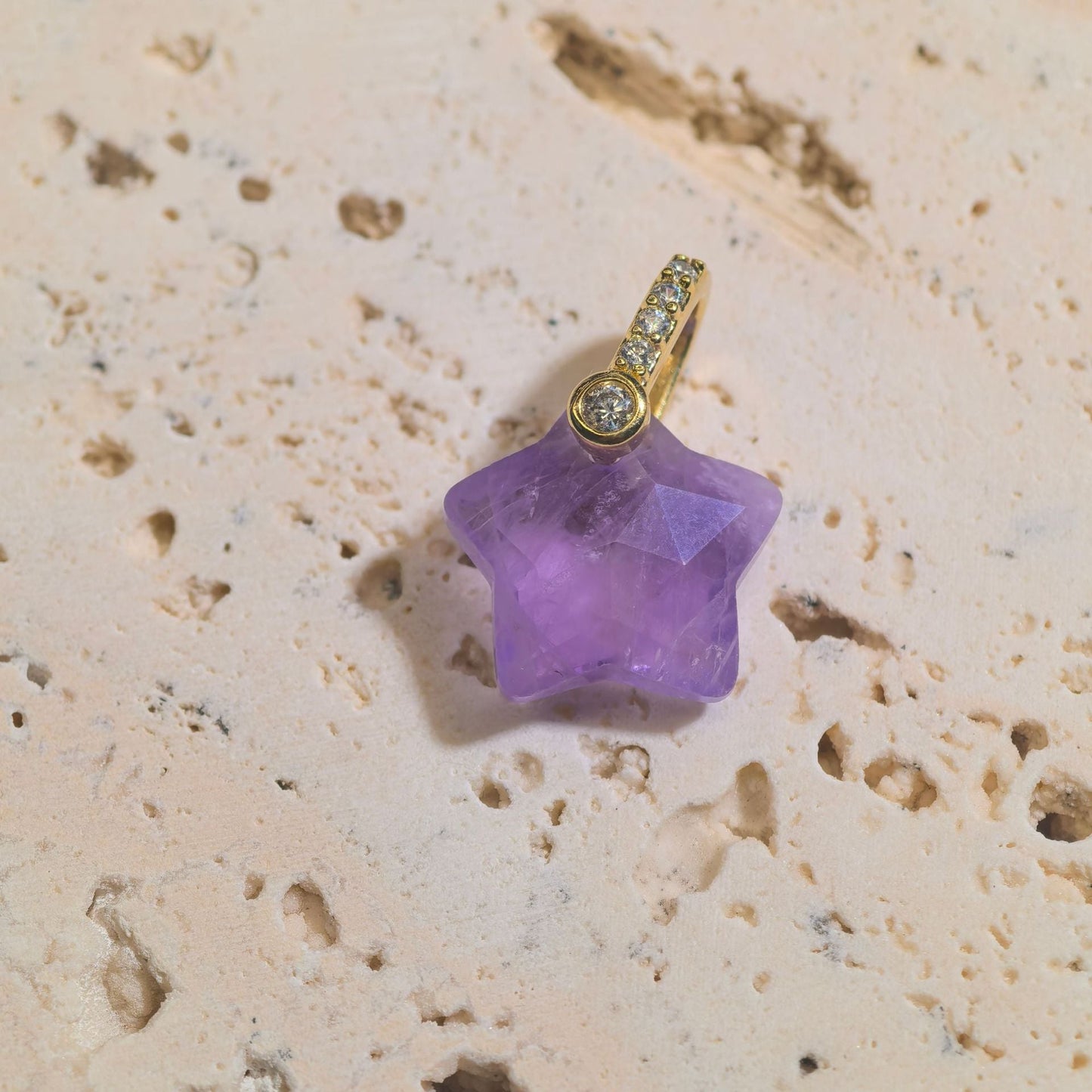 Natural Stone Cut-surface Star Pendant Five-pointed Star Charm