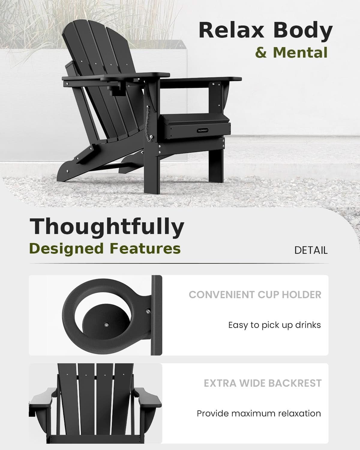 Folding Weather Resistant Adirondack Chairs for Outdoor Relaxation