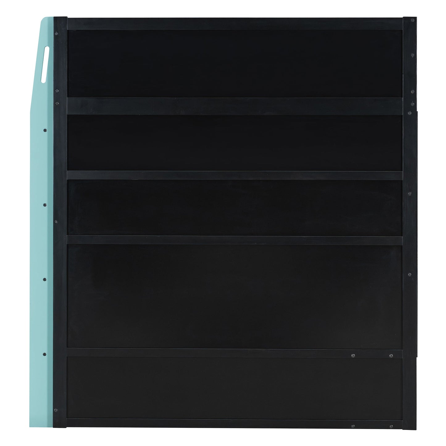 Full Size Wood Loft Bed with Desk, Multi-storage Shelves and RGB Light, Cloud