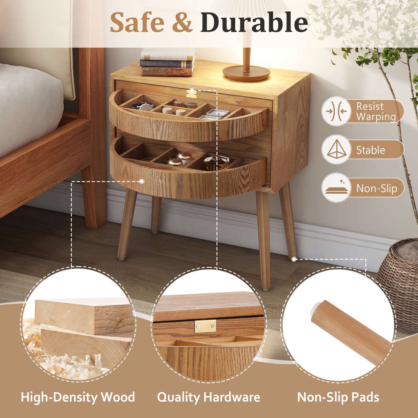 Rotating Hidden Compartment Nightstands, Mid Century Modern Concealment