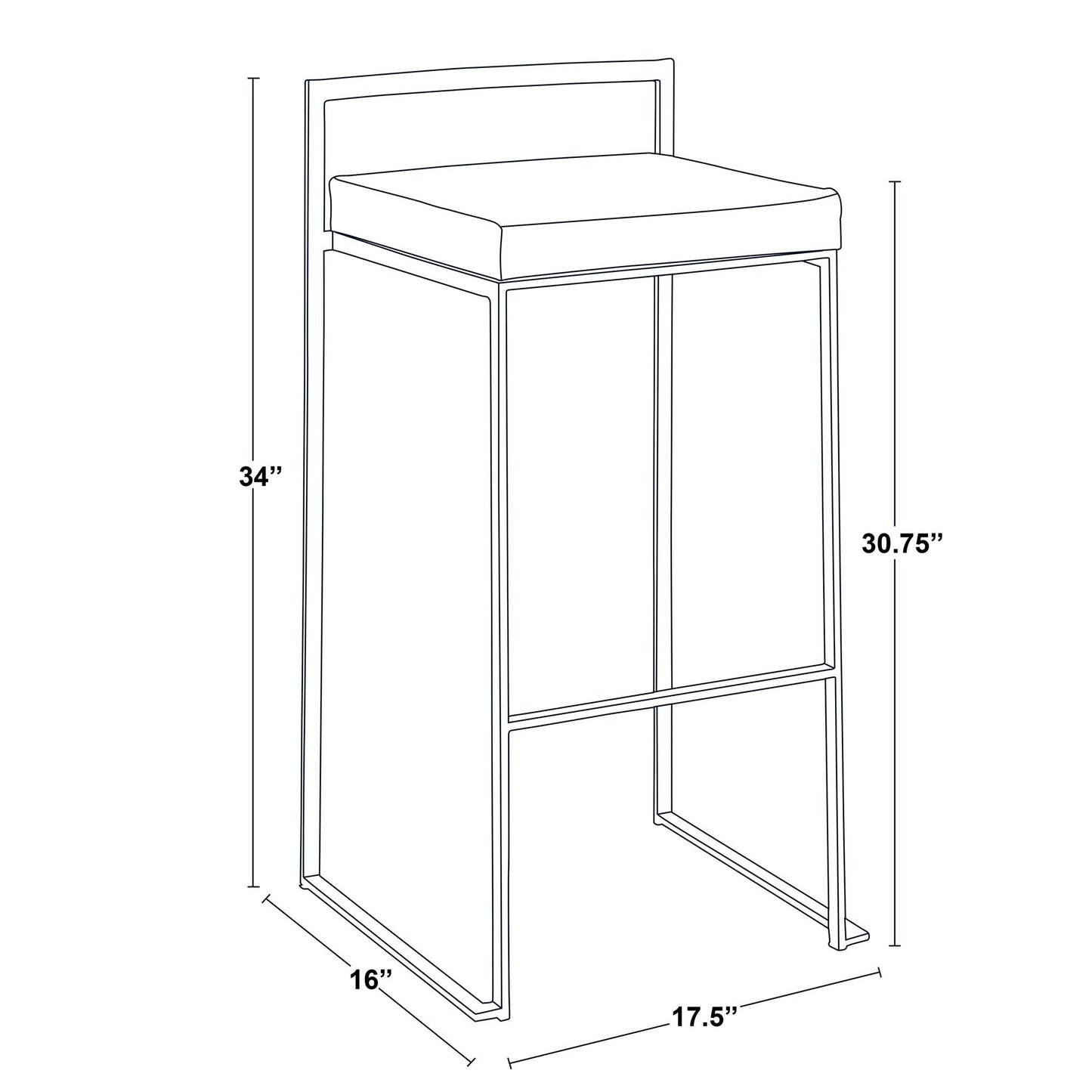 Fuji - Contemporary / Glam & Quality Construction Barstool
