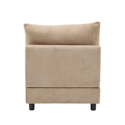 Sectional Sofa Modular Velvet Camel 5 Seat 99 In Eucalyptus Frame
