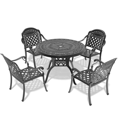 Outdoor Patio Set Cast Aluminum 5 Piece Stackable