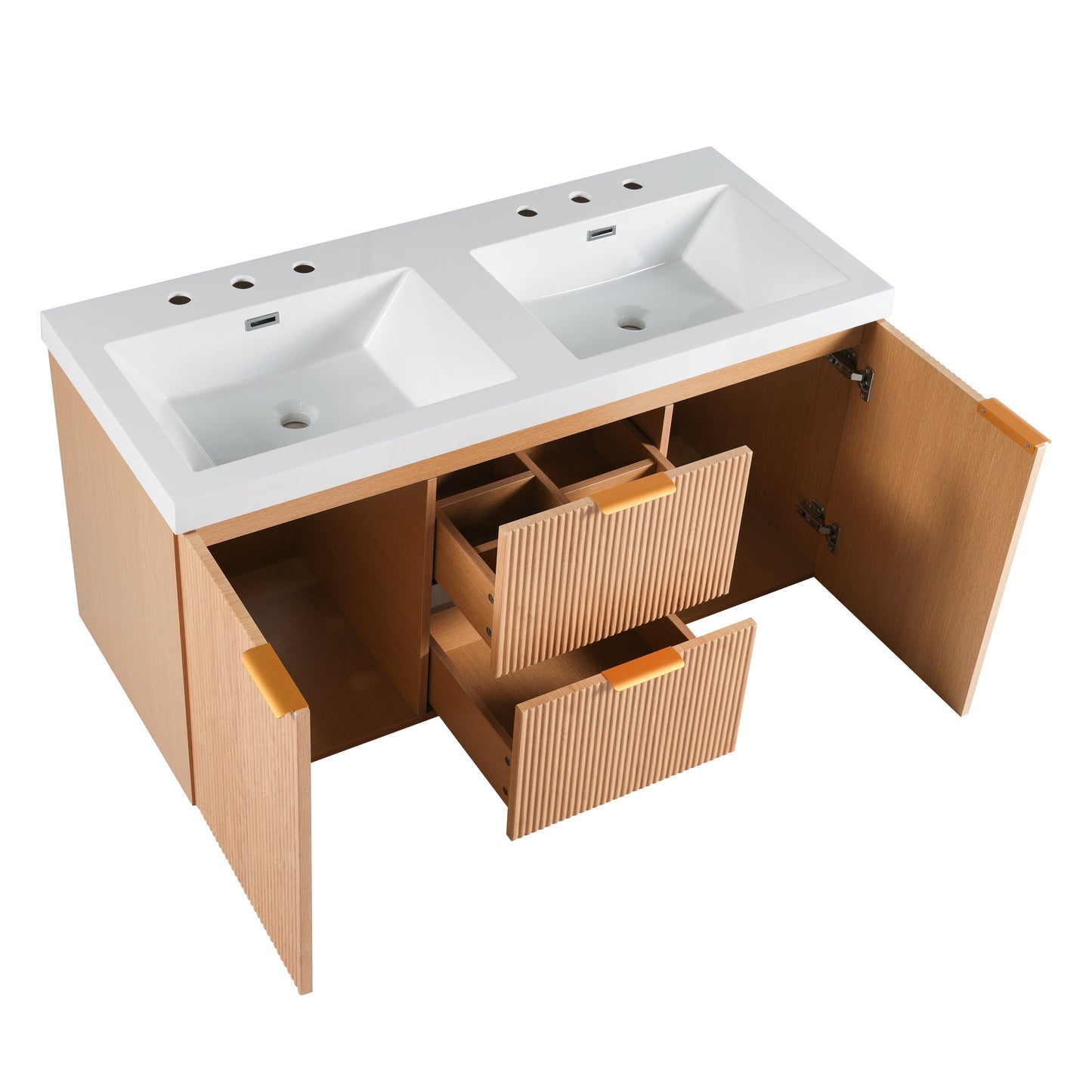 Modern 47.24 Inch Double Sink Bathroom Vanity with SMC Top, MDF Cabinet