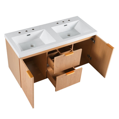 Modern 47.24 Inch Double Sink Bathroom Vanity with SMC Top, MDF Cabinet