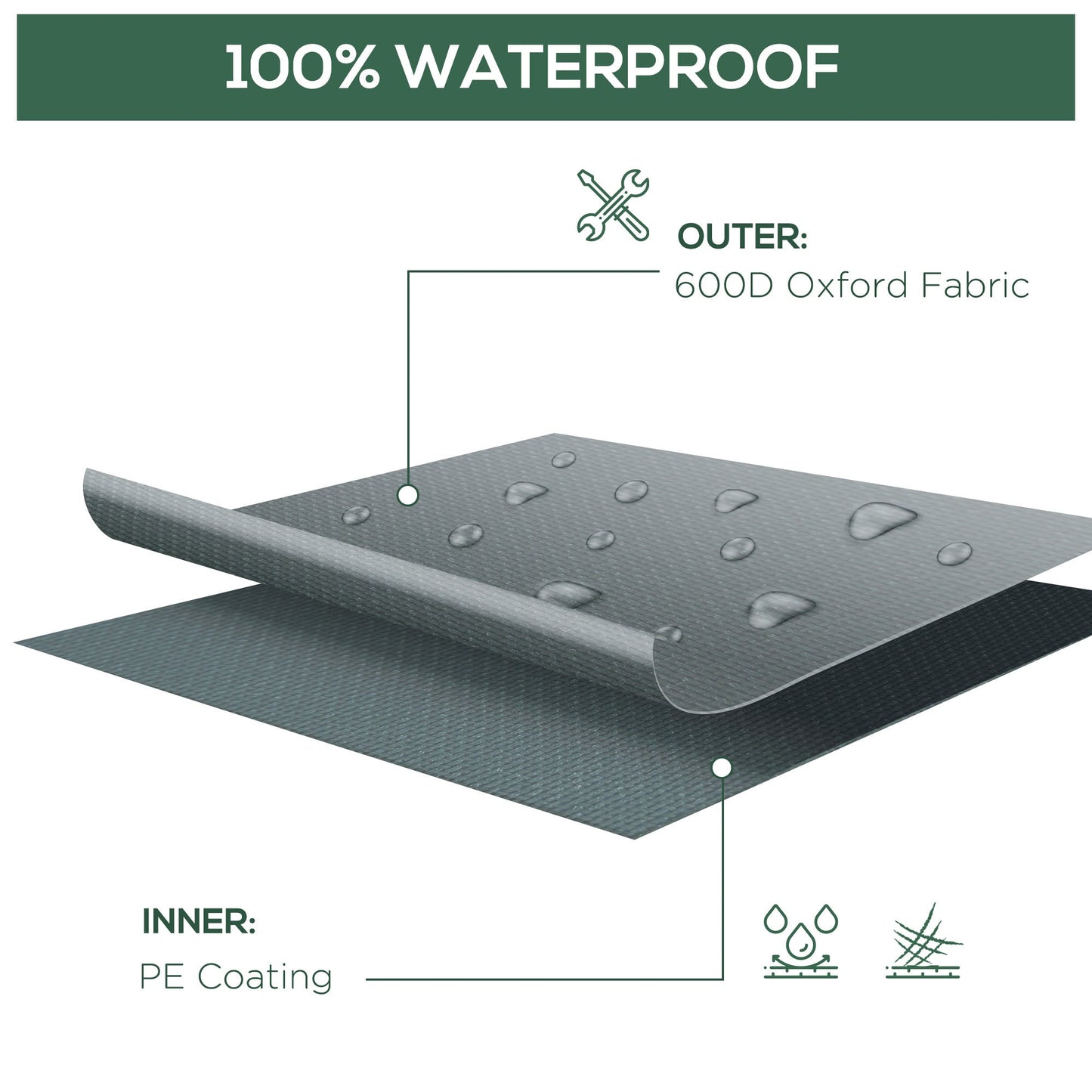 Outdoor Sectional Cover Oxford Fabric Gray Waterproof 97 x 65 x 26 In