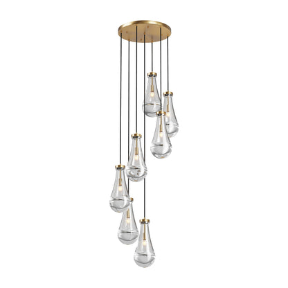 Chandelier 7-Light Pendant Adjustable Black Living Room Foyer Stairwell