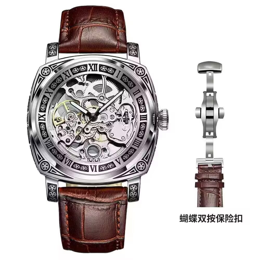 Relief-cut Hollowed-out Fully Automatic Mechanical Watch For Men
