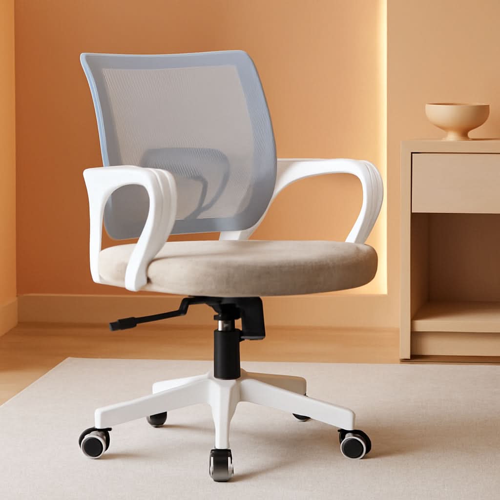 Ergonomic Beige Office Chair With Adjustable Lumbar Support