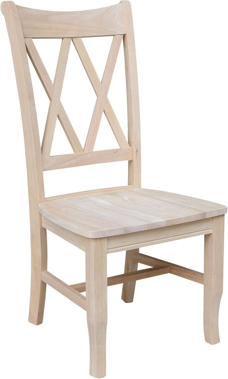 Two Unfinished Parawood Dining Chairs With X Back